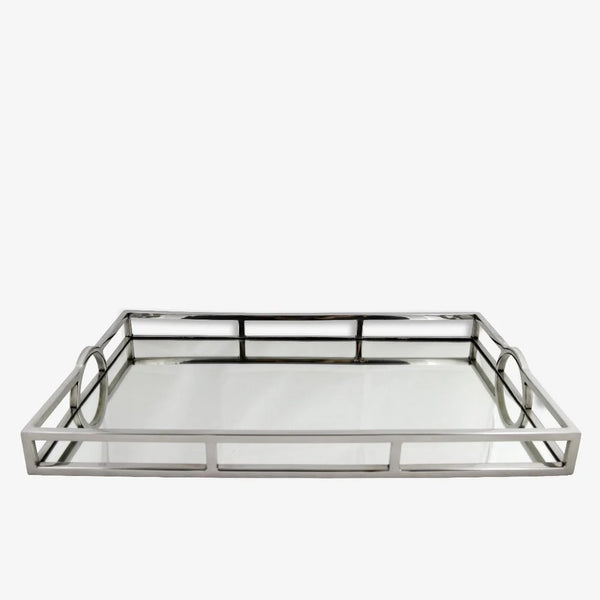 Large Rectangle Mirror Tray with Arch Handles