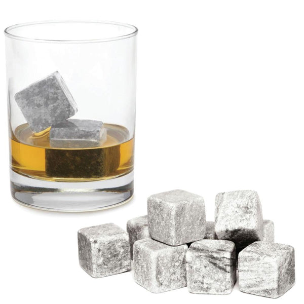 Whiskey Stones Ice Melts - 9 Reusable Natural Marble Chilling Scotch Rocks Cubes